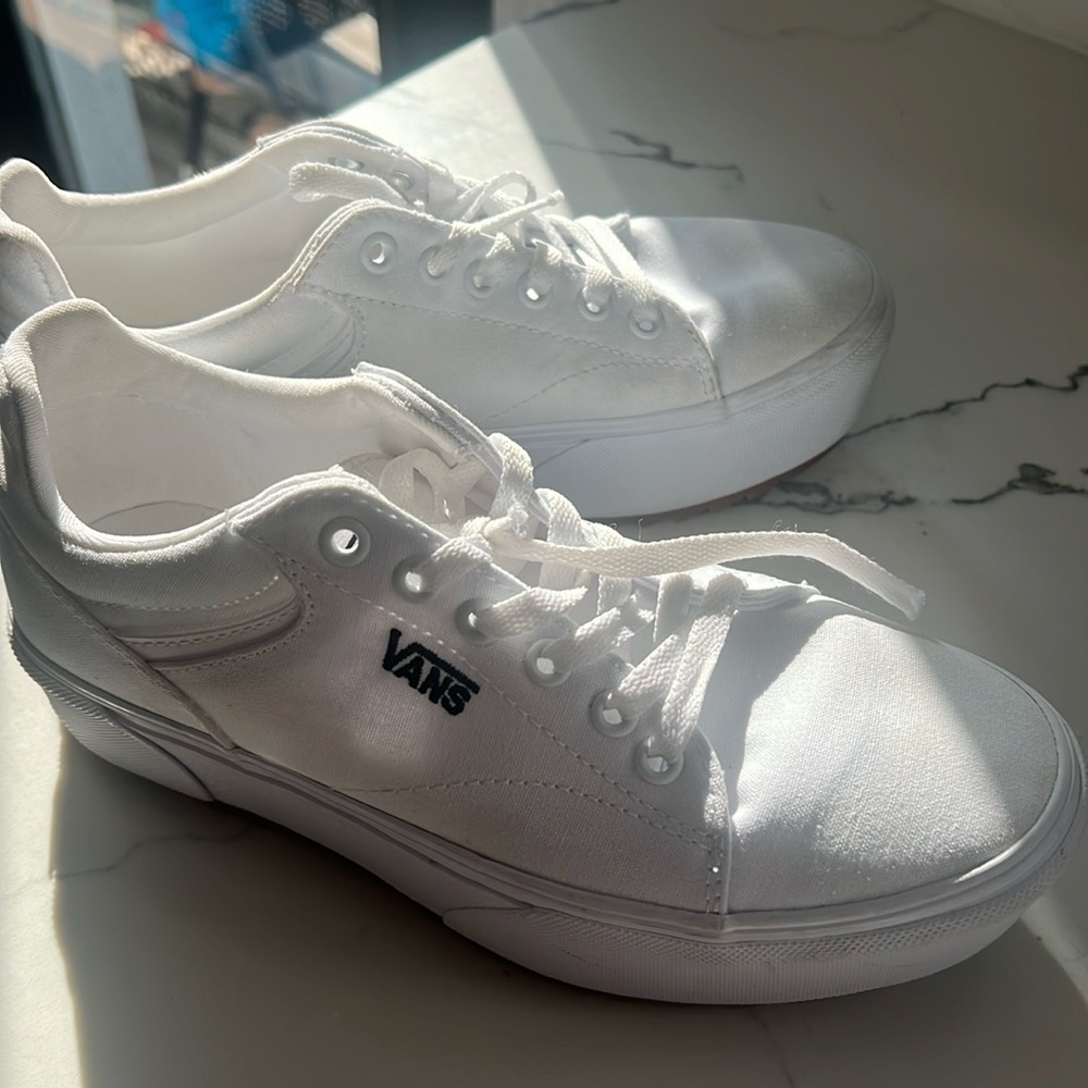 Vans platform white womens shoes